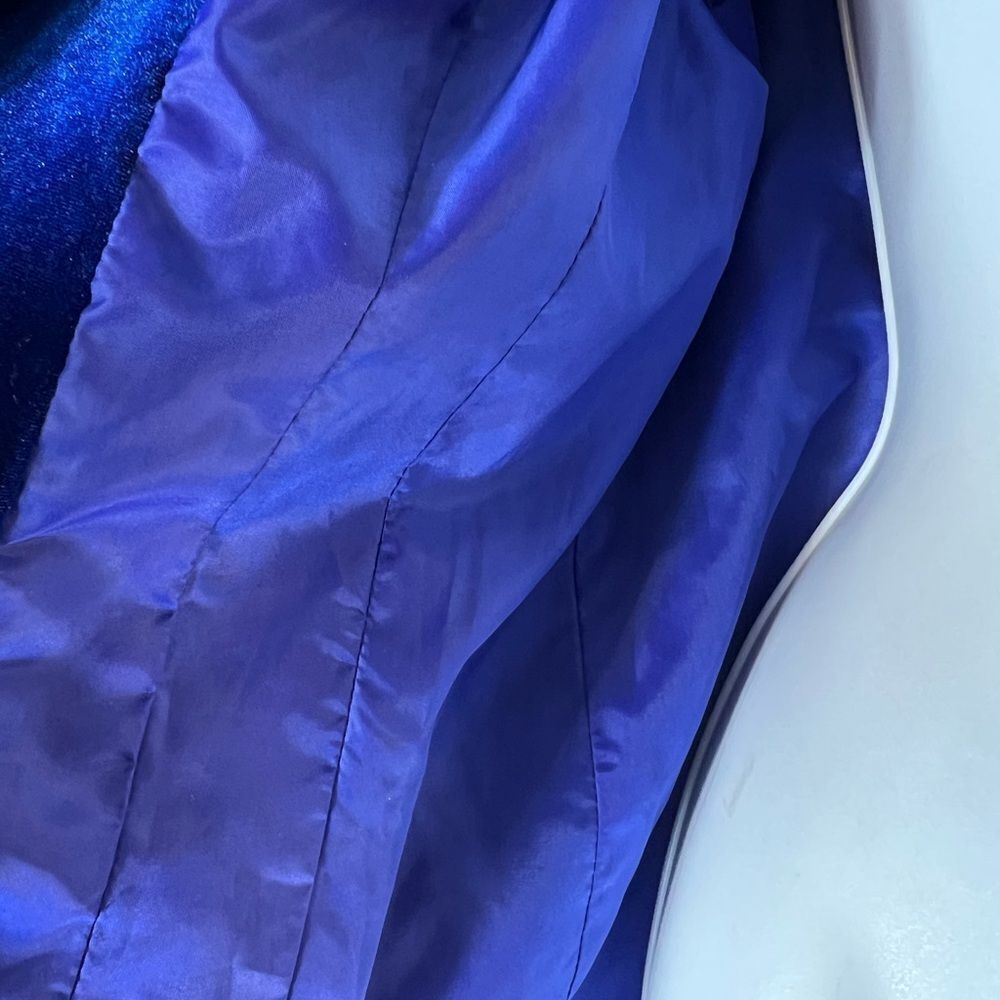 🌸Dialogue Royal Blue Ruffled Collar Velvet Jacket Blazer Size Small (AA4) - Picture 6 of 10